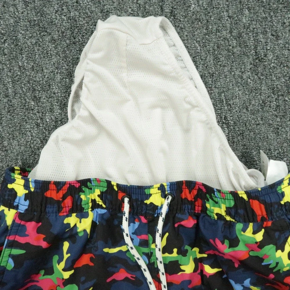 Psycho Bunny Swim Trunks Mens Extra Small Black Blue Camo Mesh Lined Colorful